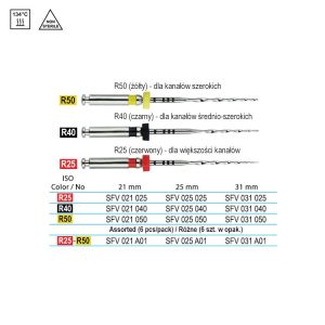 Niti V pilniki maszynowe od 25 do 50 różne 21mm (6 szt.)