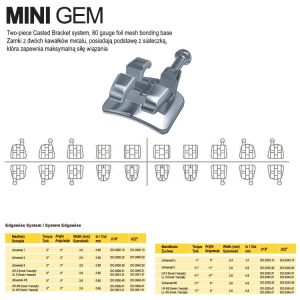 Zamki Mini Gem Edgewise .018 górna 1
