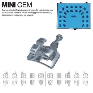 Zestaw zamków Mini Gem Edgewise .022 5x5 bez haczyka