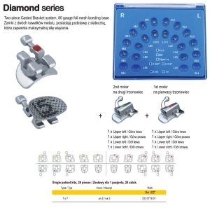 Zestaw zamków Diamond series Roth .022" 5x5 z haczyk. na 3 + 8 rurek (na 67) (28 szt.)