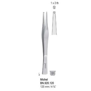 Penseta Michel do nakładania klamer 1x2 ząbki 120mm