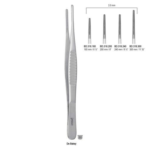 Penseta atraumatyczna De Bakey 2mm/160mm