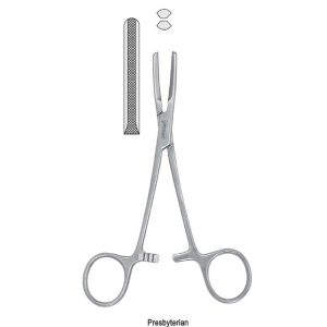 Kleszcze Toennis do histerektomii zagięte 1x2 ząbki 210mm