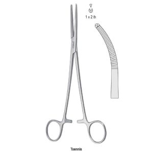 Kleszcze Toennis do histerektomii zagięte 1x2 ząbki, 210mm