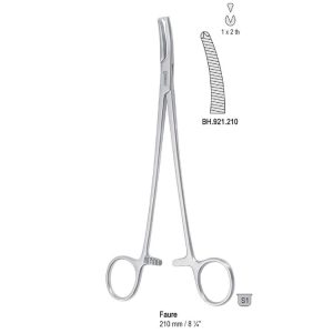 Kleszcze Faure do otrzewnej lekko zagięte 1x2 ząbki,210mm