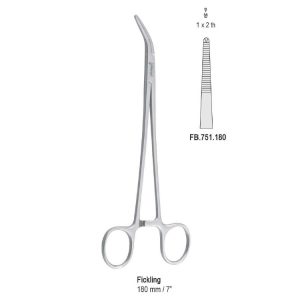 Kleszczyki naczyniowe Fickling wygięte 1x2 ząbki, 180mm