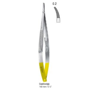 Falcon-Grip Igłotrzymacz Castroviejo zagięty 140mm węglik spiekany