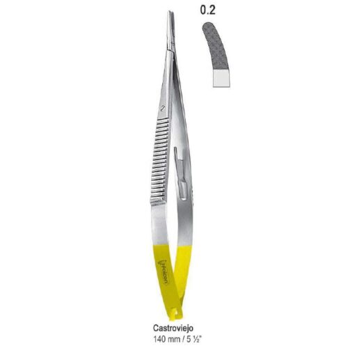 Falcon-Grip Igłotrzymacz Castroviejo zagięty 140mm węglik spiekany