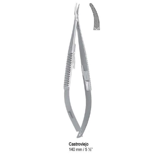 Igłotrzymacz Castroviejo zagięty 140mm