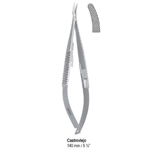 Igłotrzymacz Castroviejo zagięty 140mm