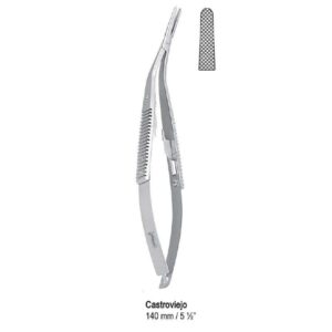 Igłotrzymacz Castroviejo podgięty pod kątem 140mm