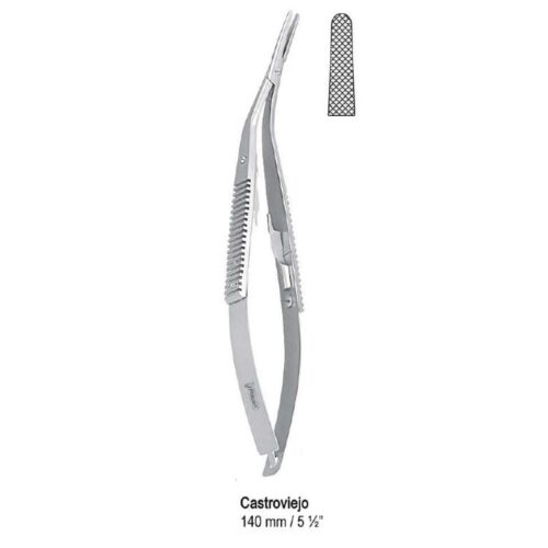 Igłotrzymacz Castroviejo podgięty pod kątem 140mm