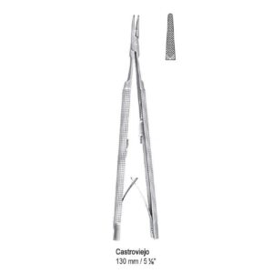 Igłotrzymacz Castroviejo okrągły uchwyt prosty 130mm