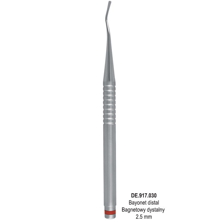 Luksator perio mikro-ząbkowany bagnetowy dystalny 2.5mm czerwony