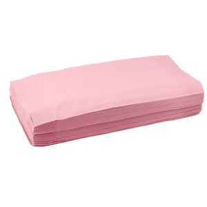 Mustaf jednorazowe śliniaki dentystyczne składane z kieszenią różowy 38 x 48 cm. (Opak. 50 szt.)