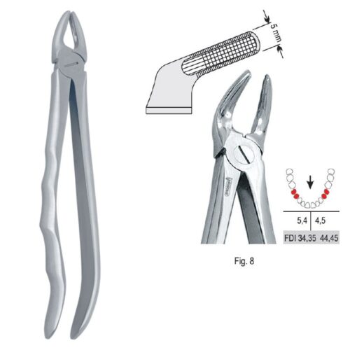 Kleszcze ekstrakcyjne anatomiczne do zębów przedtrzonowych górnych fig. 7