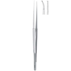 Penseta mikro chirurgiczna z uchwytem półokrągłym zagięta 180mm