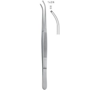 Penseta chirurgiczna Potts-Smith zagięta 1x2 ząbki 250mm
