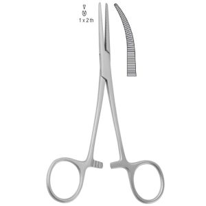 Kleszczyki naczyniowe Crile zagięte 1x2 ząbki, 145mm