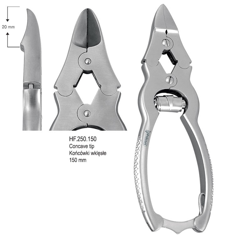 Cęgi do pedicure z zamkiem x-action końcówki wklęsłe 150mm