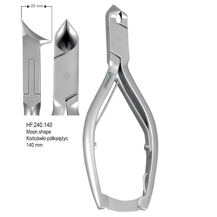 Cęgi do pedicure z zamkiem końcówki-półksiężyc 140mm