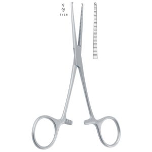 Kleszczyki naczyniowe Kocher-Delicate proste 1x2 ząbki, 165mm