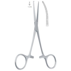 Kleszczyki naczyniowe Kocher-Delicate zagięte 1x2 ząbki, 165mm
