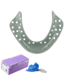 DENTALINE Jednorazowa łyżka wyciskowa do bezzębia oliwkowy dolna roz M fig. 6 (25 szt.)