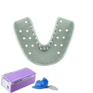 DENTALINE Jednorazowa łyżka wyciskowa oliwkowy regular dolna roz M fig. 14 (25 szt.)