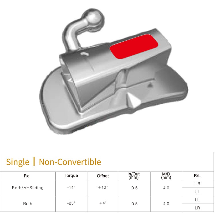 Rurka pojedyncza niezamienna na pierwszy trzonowiec do przyklejania Roth .022 dół lewy