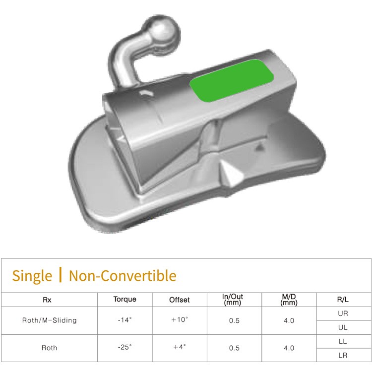 Rurka pojedyncza niezamienna do przyklejania na pierwszy trzonowiec Roth .022 góra lewa