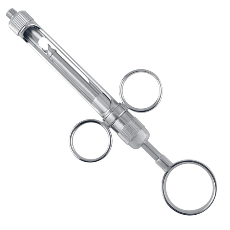 Brass-Series Strzykawka z aspiracją ręczną typ 3-Koła 18ml.