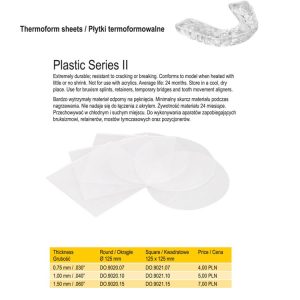Płytka termoformowalna Seria II kwadratowa 1.00mm/.040"
