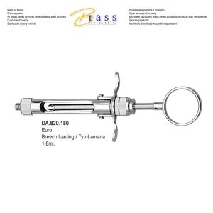 Brass-Series Strzykawka z aspiracją ręczną typ Łamana uchwyt pierścieniowy 18ml.