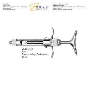 Brass-Series Strzykawka z aspiracją ręczną typ Łamana uchwyt w kształcie T 18ml.