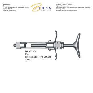 Brass-Series Strzykawka bez aspiracji typ Łamana z uchwytem T 1.8ml