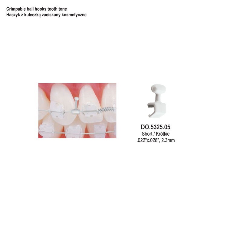 Haczyk z kuleczką zaciskany kosmetyczne .022"x.028”, krótki 2.3mm (Opak. 10 szt.)