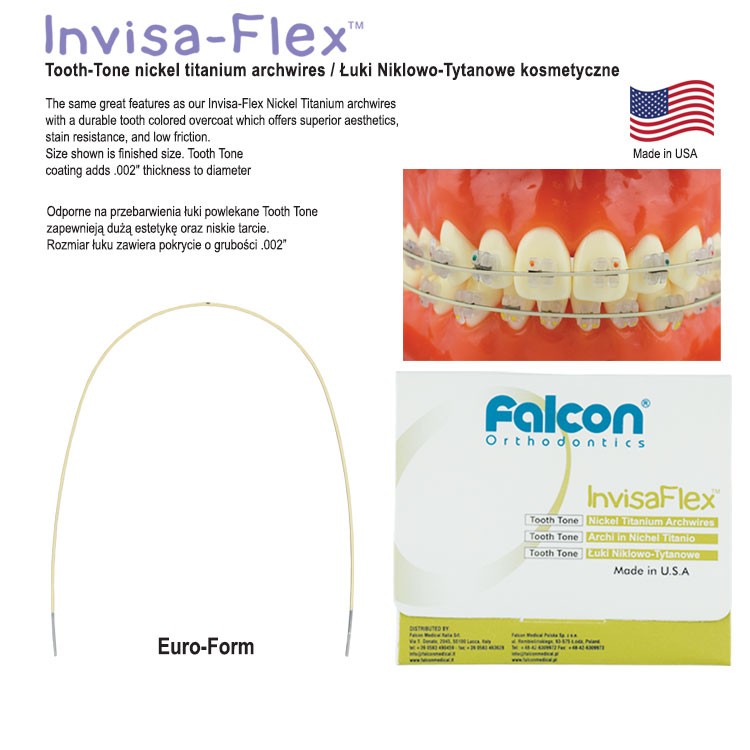 InvisaFlex Łuki NiTi Euro-Form okrągłe kosmetyczne góra .012''