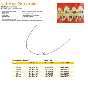 Łuki SS Full-Form retrakcyjne z pętlami podwójne prostokąt. góra 40mm .019 x .025 (10 szt.)