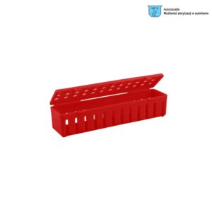 Kasetka plastikowa możliwość sterylizacji w autoklawie czerwona 205 x 50 x 45 mm
