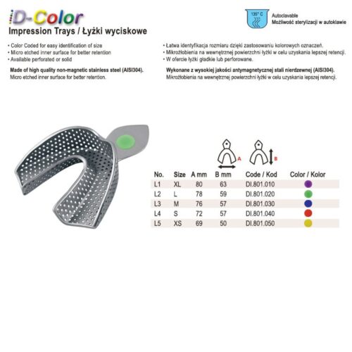 ID-Color Łyżka wyciskowa perforowana do ubytków częściowych dolna fig.5 roz. S