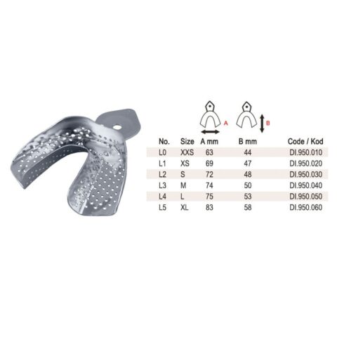 Łyżka wyciskowa perforowana aluminiowa dolna fig.0 roz. XXS