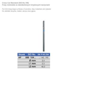 Frezy niebieskie ze standardowymi krzyżowymi nacięciami ISO 500 104 142 190 023