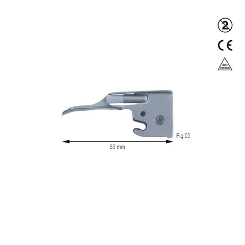 Łyżka metalowa jednorazowa do laryngoskopu Miller żarówka LED 75mm fig. 00
