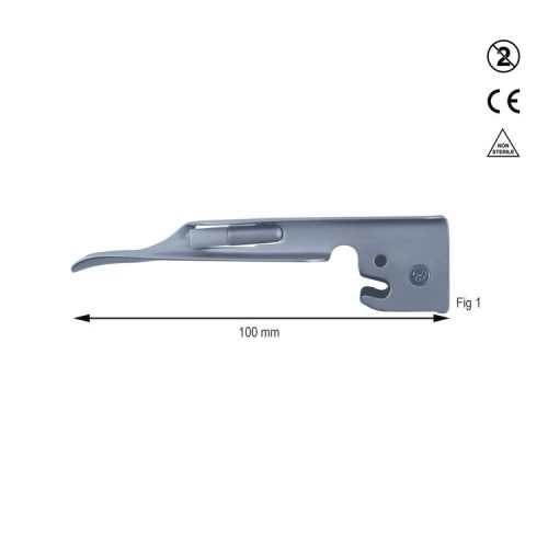 Łyżka metalowa jednorazowa do laryngoskopu Miller żarówka LED 92mm fig. 1