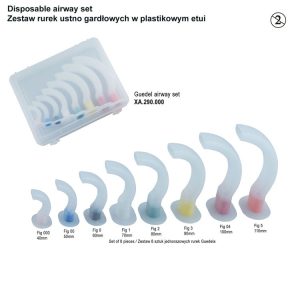 Jednorazowy rurki ustno-gardłowe Guedela w plastikowym pudełku (8 szt.)