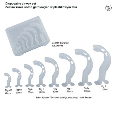 Jednorazowy rurki ustno-gardłowe Berman w plastikowym pudełku (8 szt.)