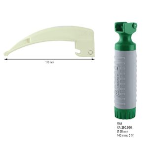 Jednorazowy zestaw laryngoskopowy światłowodowe McIntosh 110mm fig.2 żarówka LED + Midi uchwyt + bateria
