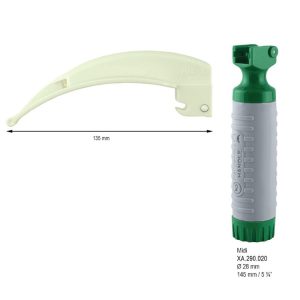 Jednorazowy zestaw laryngoskopowy światłowodowe McIntosh 130mm fig.3 żarówka LED + Midi uchwyt + bateria