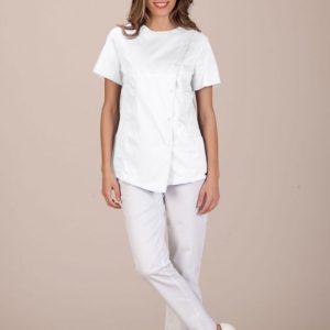 Arles, bluza damska MC,Lev-elastan, biała L